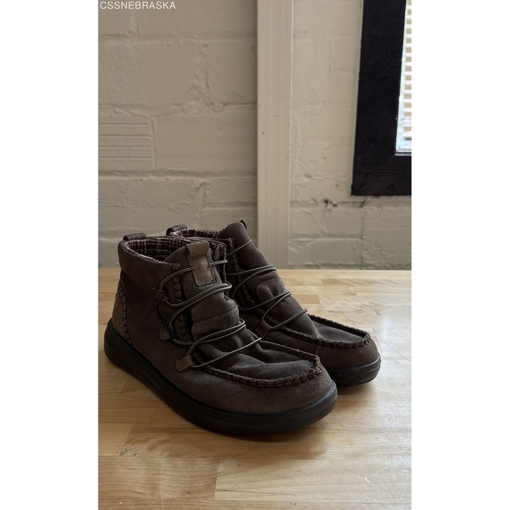 Hey Dude Brown Women's Eloise Boots Suede Java Ankle Moccasin Bootie Lined SZ 9